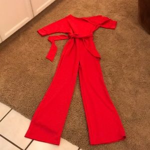NEW off the shoulder red jumpsuit size small